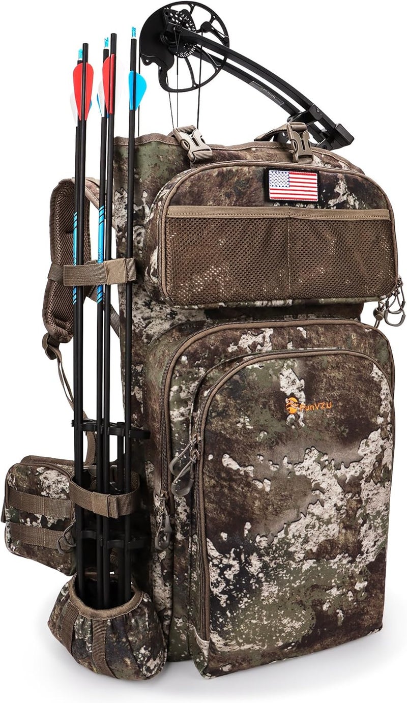 FunVZU Hunting Backpacks for Men,Saddle Hunting Bag with Bow Holder, Large Compound Bow Hunting Backpack & Duffle Bags - Image 1